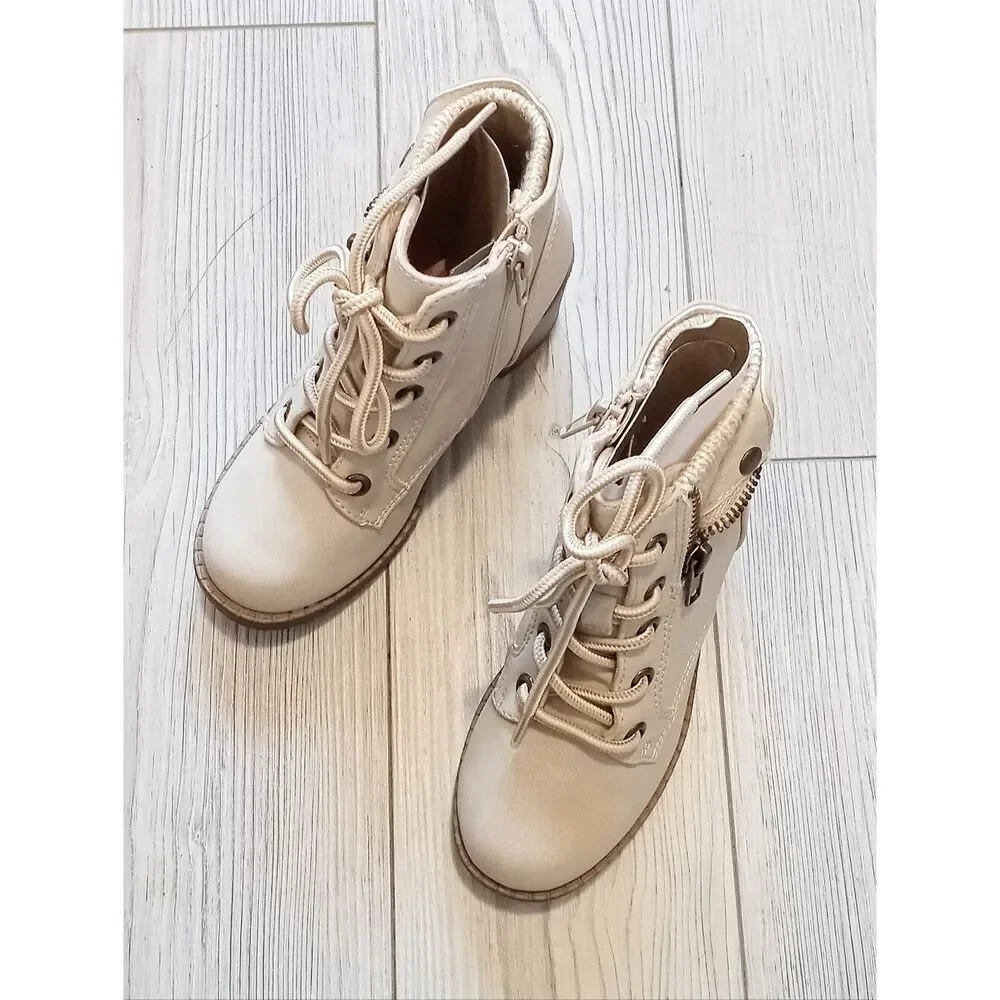 (ST1-6020) Pop Little & Big Kid Girls Venti Block Heel Lace Up Boots Sz 13